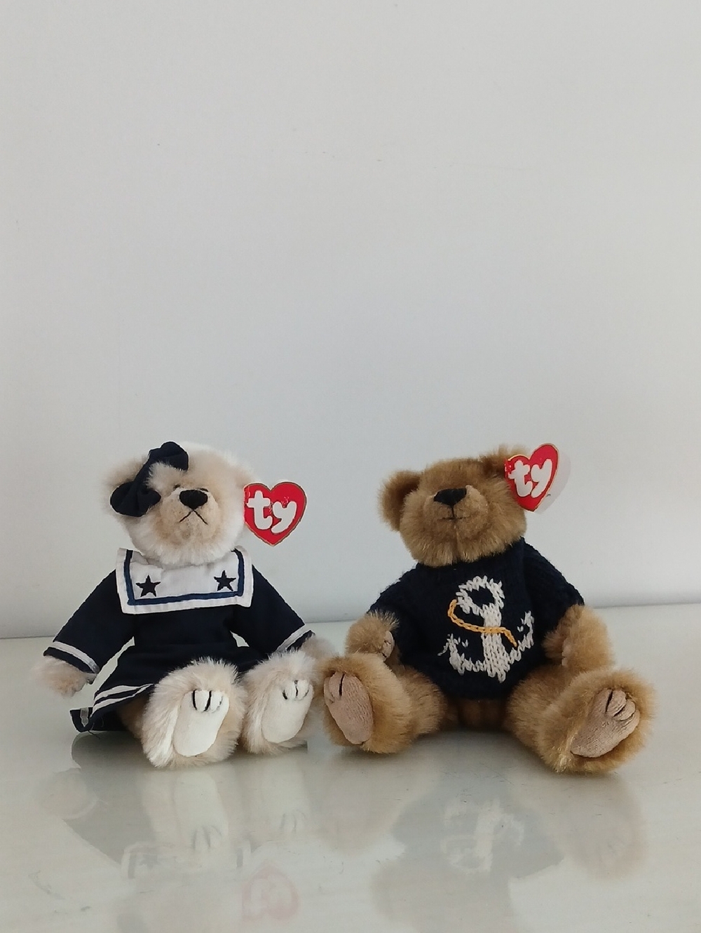 Ty Attic Treasures Collection 1993 BREEZY & SALTY Sailor Bears Moveable Joints